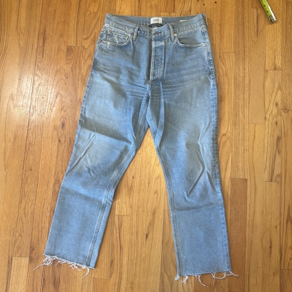 NWOT Anthropologie Citizens of Humanity Charlotte Crop Raw Hem Blue Jeans 28 6
